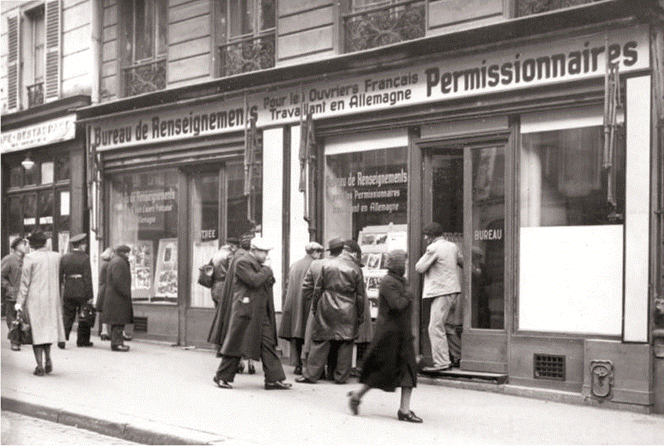 Werbebüro der deutschen Arbeitsverwaltung zur Einstellung von Fremdarbeitern in Deutschland in Paris 1941 
